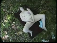 Masturbation of my girlfriend, a huge, gorgeous, and voluptuous woman, in the forest